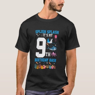 Kids Splish Splash 9th Birthday Bash Future Marine T-Shirt
