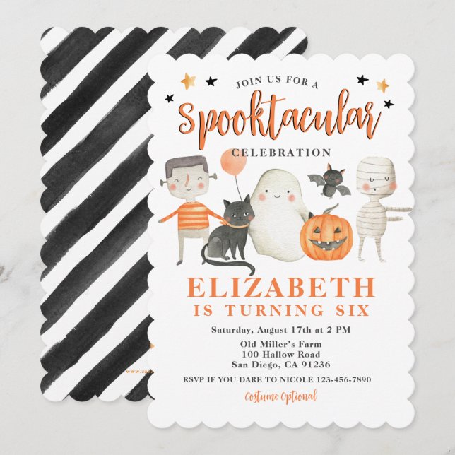 Kids Spooktacular Halloween Birthday Party Invitation (Front/Back)