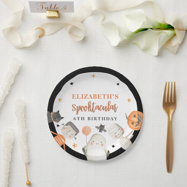 Kids Spooktacular Halloween Birthday Party Paper P Plate (Wedding)