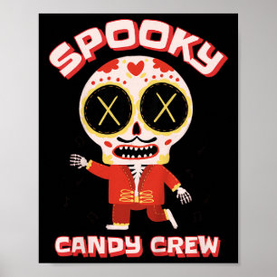 Kids Spooky Candy Crew - Funny Sugar Skull Graphic Poster