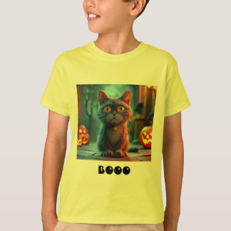 Kids Spooky Halloween Cat T-Shirt 