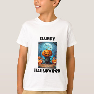 Kids Spooky Halloween Pumpkin T-Shirt 