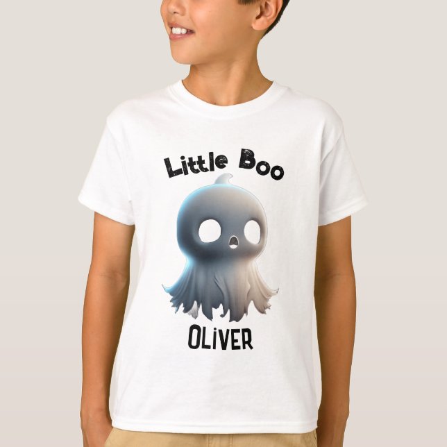 Kid's Spooky Style with 'Little Boo' Baby Ghost T-Shirt (Front)