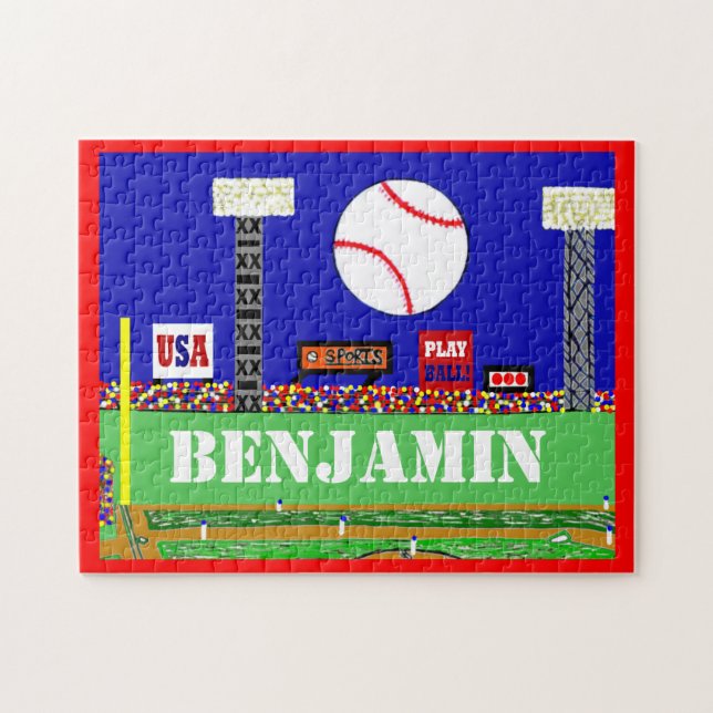 Kids Sports Baseball Puzzle Personalised Gift (Horizontal)
