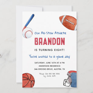 Kids Sports Birthday Invitation