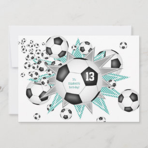 kids sports birthday soccer balls stars announcement