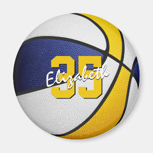 kids sports blue gold team colours basketball magnet