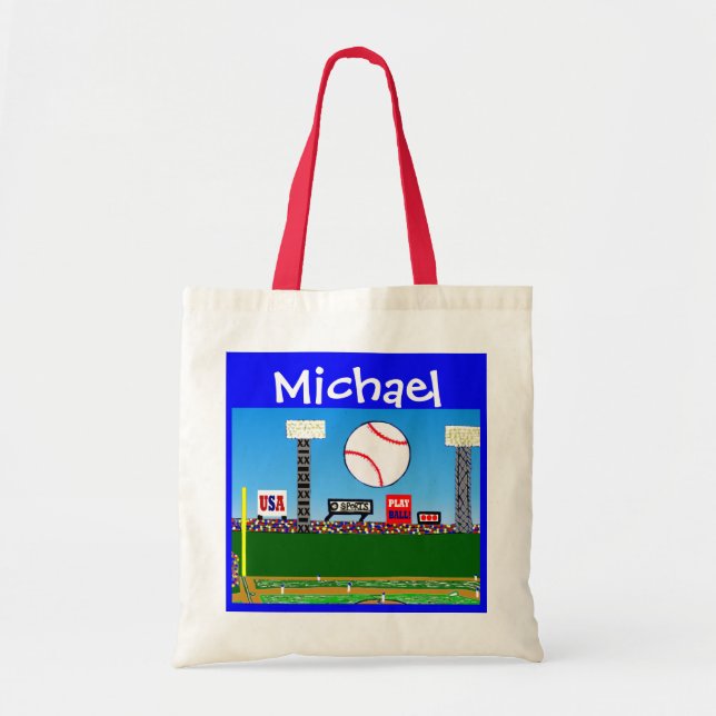 Kids Sports Personalised Baseball Art Gym Bag Gift (Front)