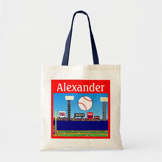 Kids Sports Personalised Baseball Tote Bag (Front)