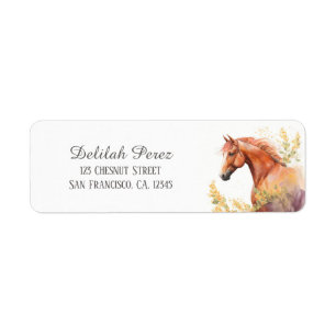 Kids Spring Watercolor Horse Return Address Label