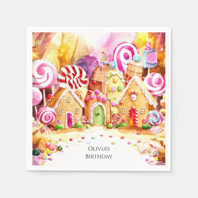 Kids' Sprinkle Candyland Birthday Napkin (Front)
