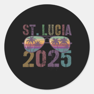 Kids St Lucia 2025 Trip Cruise Vacation Matching F Classic Round Sticker