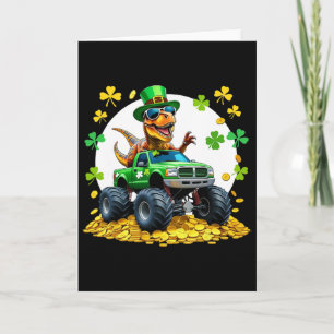 Kids St Patricks Day 2026 - Dinosaur Riding Monste Card