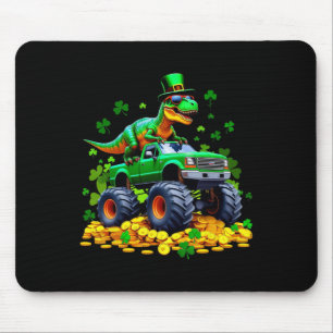 Kids St Patricks Day 2026 - Dinosaur Riding Monste Mouse Pad