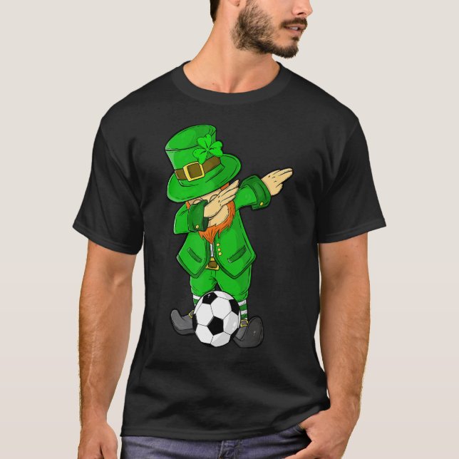 Kids St Patricks Day Dabbing Leprechaun Soccer T-Shirt (Front)