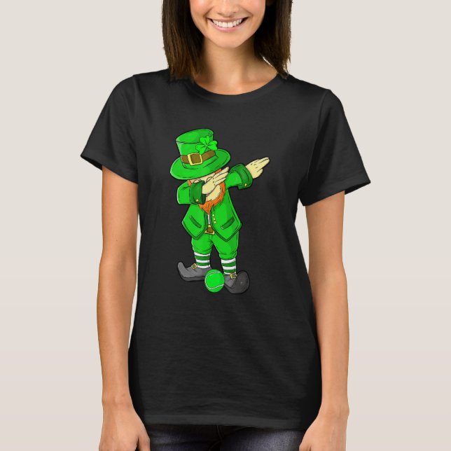 Kids St Patricks Day Dabbing Leprechaun Tennis T-Shirt (Front)
