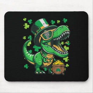 Kids St Patricks Day Dinosaur Saint Pattys Trex Bo Mouse Pad