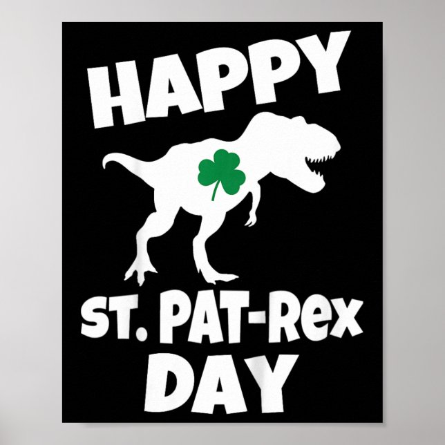 Kids St Patricks Day Dinosaur T-rex Funny Toddler  Poster (Front)