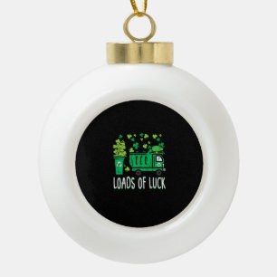 Kids St Patricks Day Garbage Truck Load Of Luck To Ceramic Ball Christmas Ornament