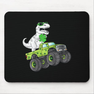 Kids St Patricks Day T Rex Riding Monster Truck Di Mouse Pad
