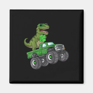 Kids St Patricks Day T Rex Riding Monster Truck To Magnet