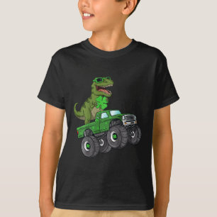 Kids St Patricks Day T Rex Riding Monster Truck To T-Shirt