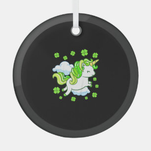 Kids St Patricks Day Unicorn Girls Toddler Shamroc Glass Tree Decoration
