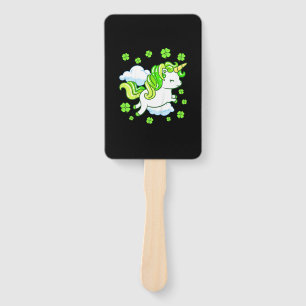 Kids St Patricks Day Unicorn Girls Toddler Shamroc Hand Fan