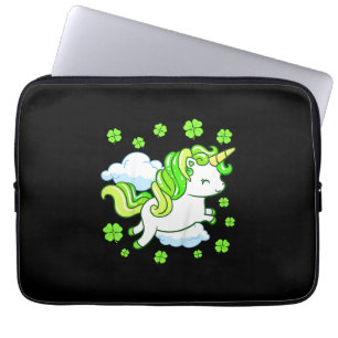 Kids St Patricks Day Unicorn Girls Toddler Shamroc Laptop Sleeve