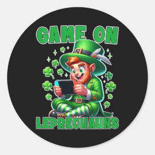 Kids St. Patrick's Video Game Tee Game On Leprecha Classic Round Sticker