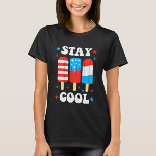 Kids Stay Cool July 4th Popsicle Red White Blue B T-Shirt