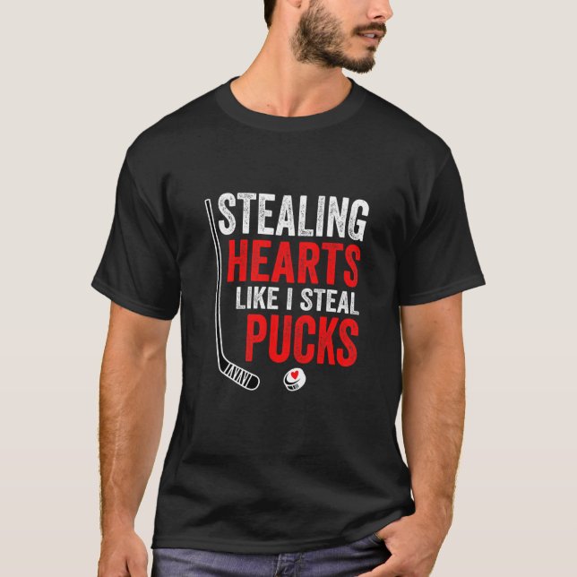 Kids Stealing Heart Like I Steal Pucks Valentines  T-Shirt (Front)