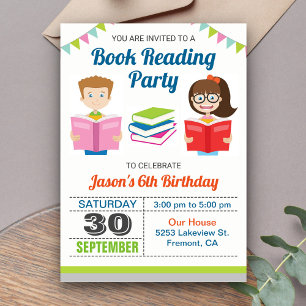 Kids Story Book Reading Birthday Party Invitation