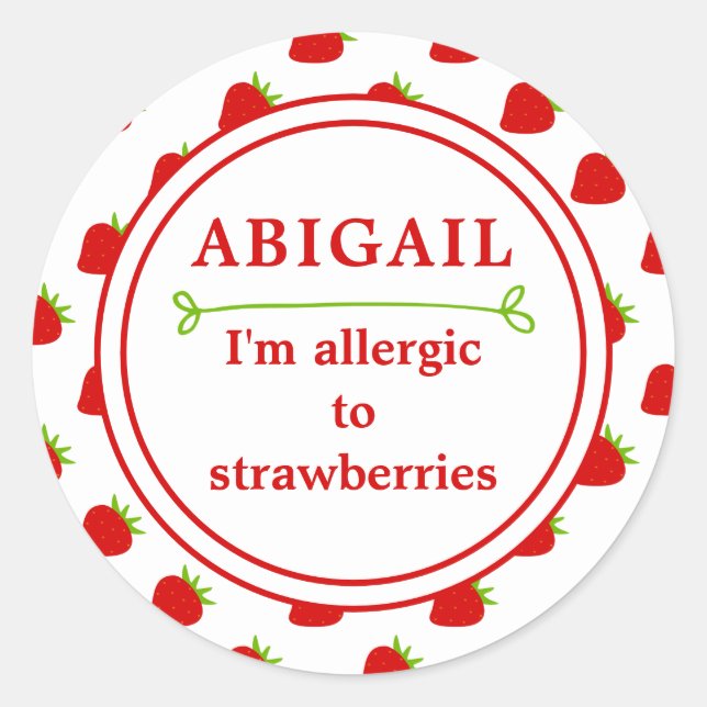 Kids Strawberry Allergy Alert Classic Round Sticker (Front)