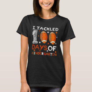 Kids Student Football Fan I Tackled 100 Days Of Ki T-Shirt