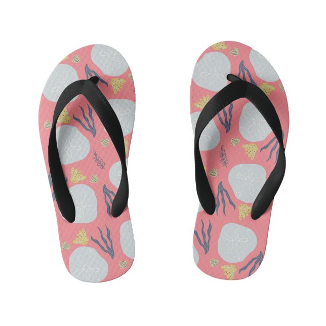 Kids Summer Sand Dollar Seashells Kid's Flip Flops (Footbed)