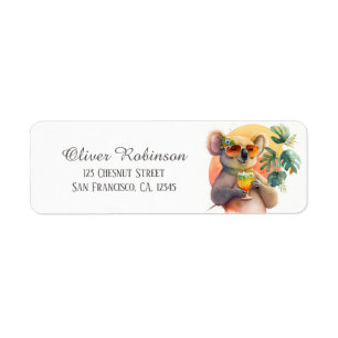 Kids Summer Watercolor Koala Return address  Return Address Label