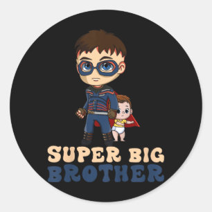 Kids Superhero Super Big Brother Older Bro Classic Round Sticker