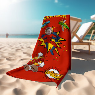 Kids Superhero Themed Beach Towel