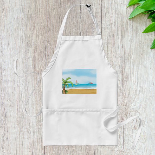 Kids Surfing Tropical Beach Fun Summer Ocean Standard Apron (Creator Uploaded)