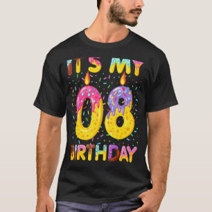 Kids Sweet Doughnut Its My 08th Birthday 08 Years  T-Shirt