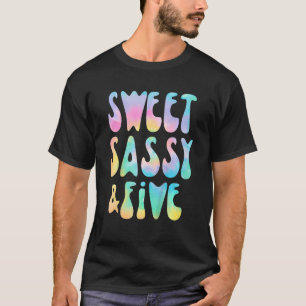Kids Sweet Sassy and Five 5th Birthday Girl Tie Dy T-Shirt