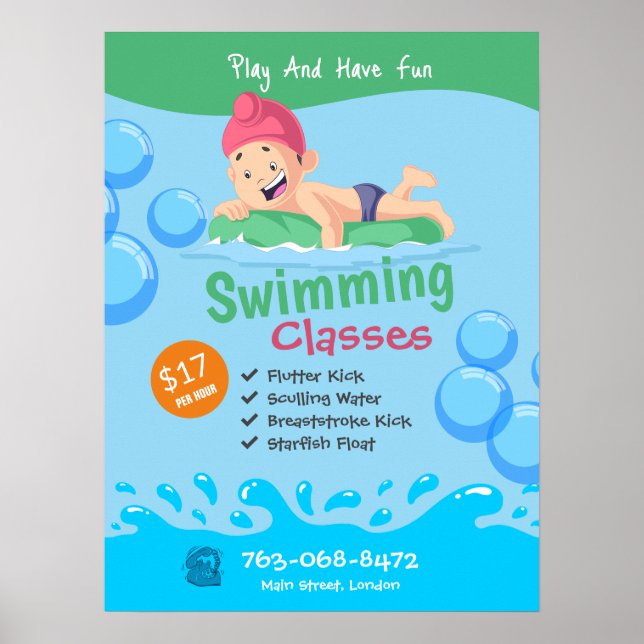 Kids Swimming Classes Poster (Front)