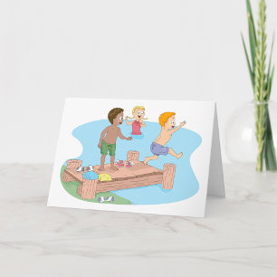 Kids Swimming Greeting Cards