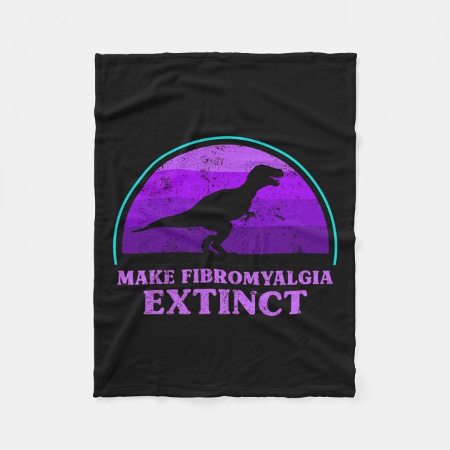 Kids T Rex Dino Make Fibromyalgia Extinct Awarenes Fleece Blanket (Front)