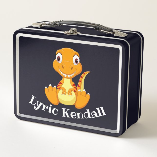 Kids T-Rex Dinosaur Pink Lunchbox (Front)