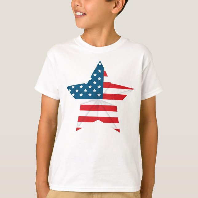 Kids T-Shirt-Patriotic Flag Star T-Shirt (Front)