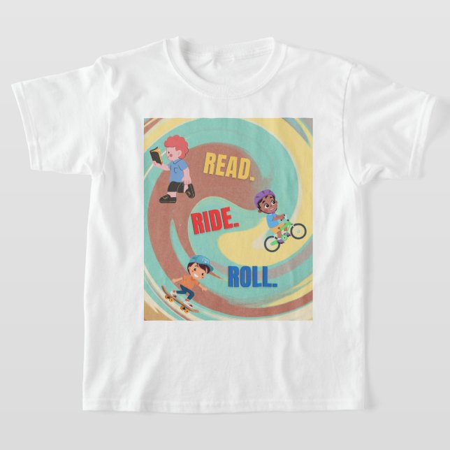 Kids' T-shirt with colorful design. (Laydown)
