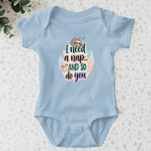 Kids T-Shirt with Cute Dog and Sleeping Sloth Baby Bodysuit