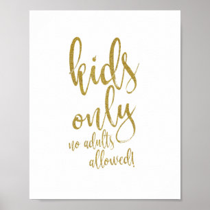 Kids Table Gold Glitter 8x10 Wedding Sign